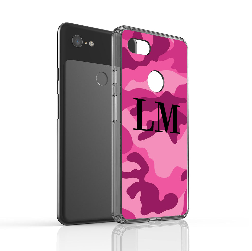 Personalised Hot Pink Camouflage Initials Google Pixel 3 XL Case
