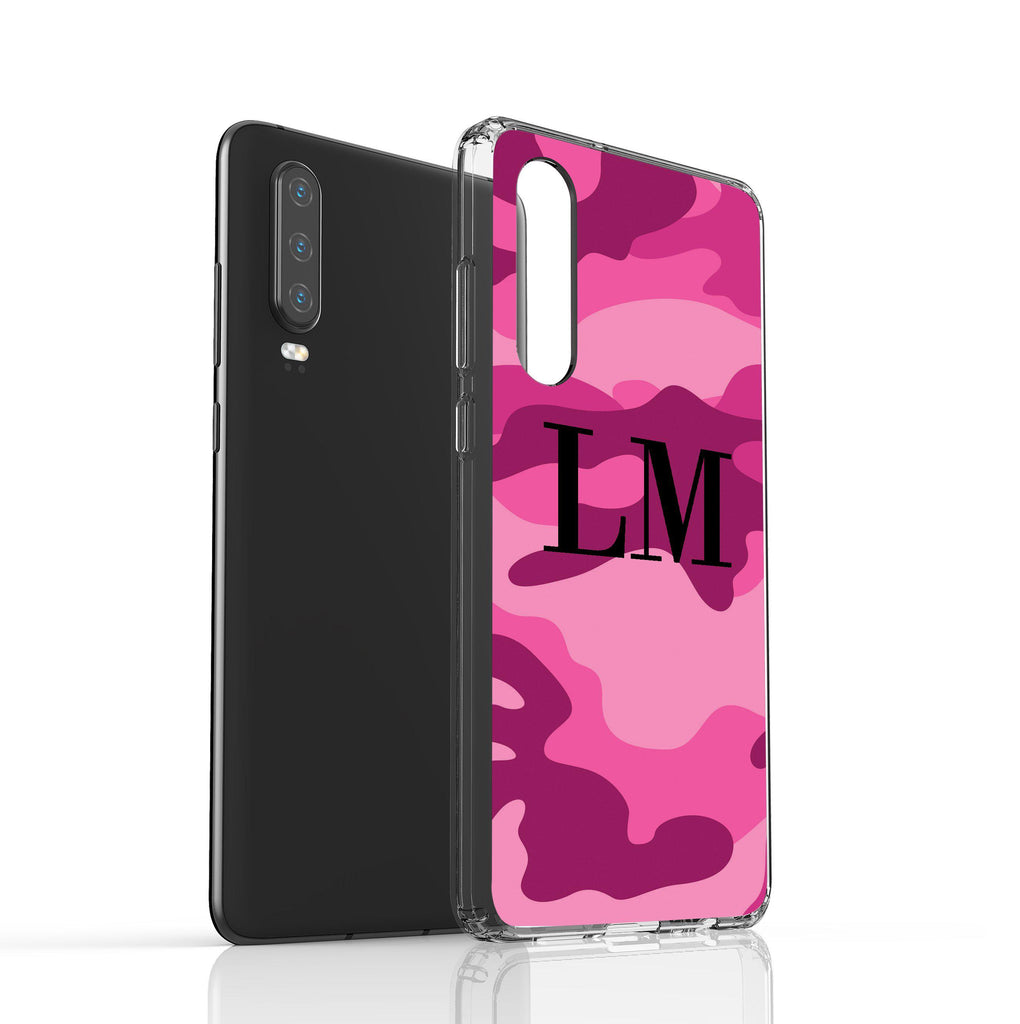 Personalised Hot Pink Camouflage Initials Huawei P30 Case
