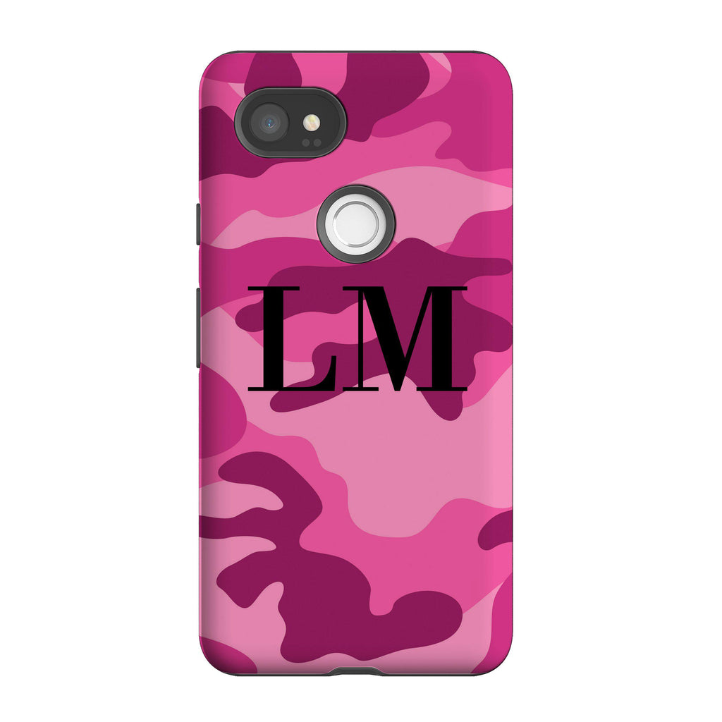 Personalised Hot Pink Camouflage Initials Google Pixel 2 XL Case