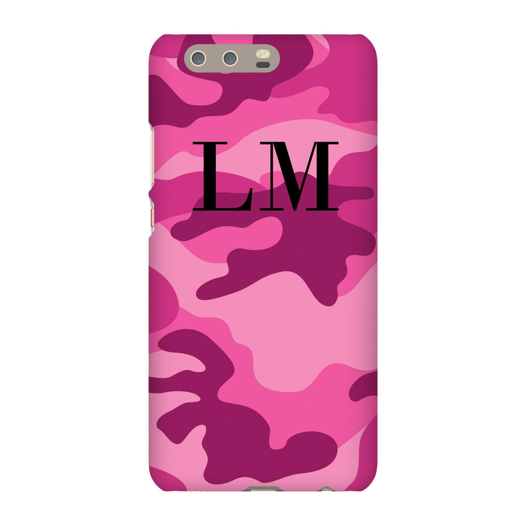 Personalised Hot Pink Camouflage Initials Huawei P10 Plus Case