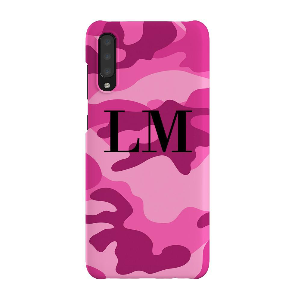 Personalised Hot Pink Camouflage Initials Samsung Galaxy A70 Case