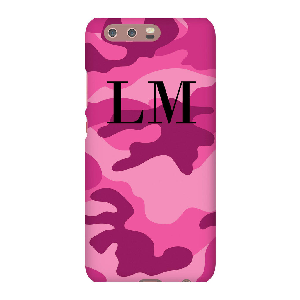 Personalised Hot Pink Camouflage Initials Huawei P10 Case