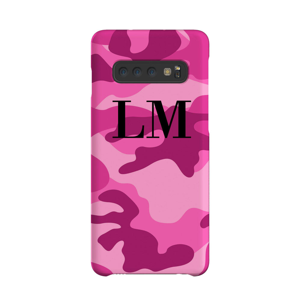 Personalised Hot Pink Camouflage Initials Samsung Galaxy S10 Plus Case
