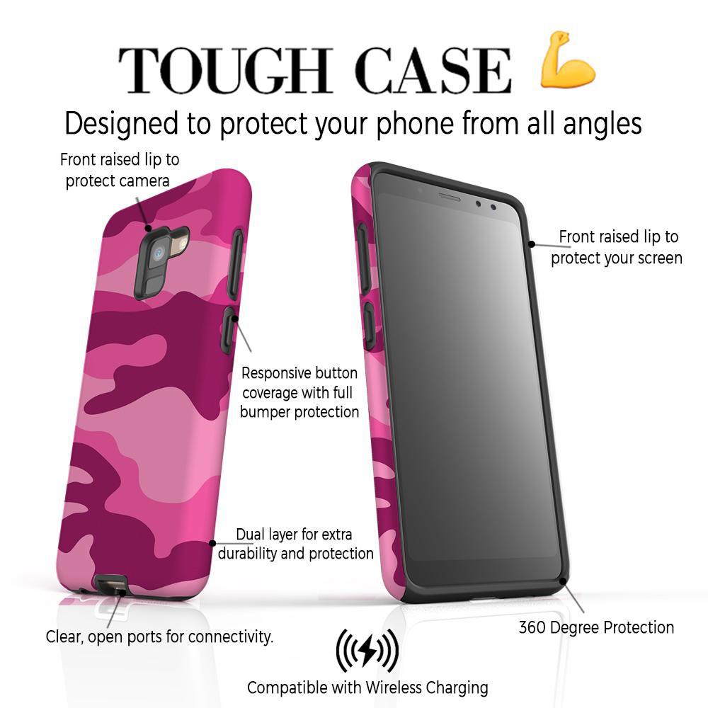 Personalised Hot Pink Camouflage Initials Samsung Galaxy A8 Case