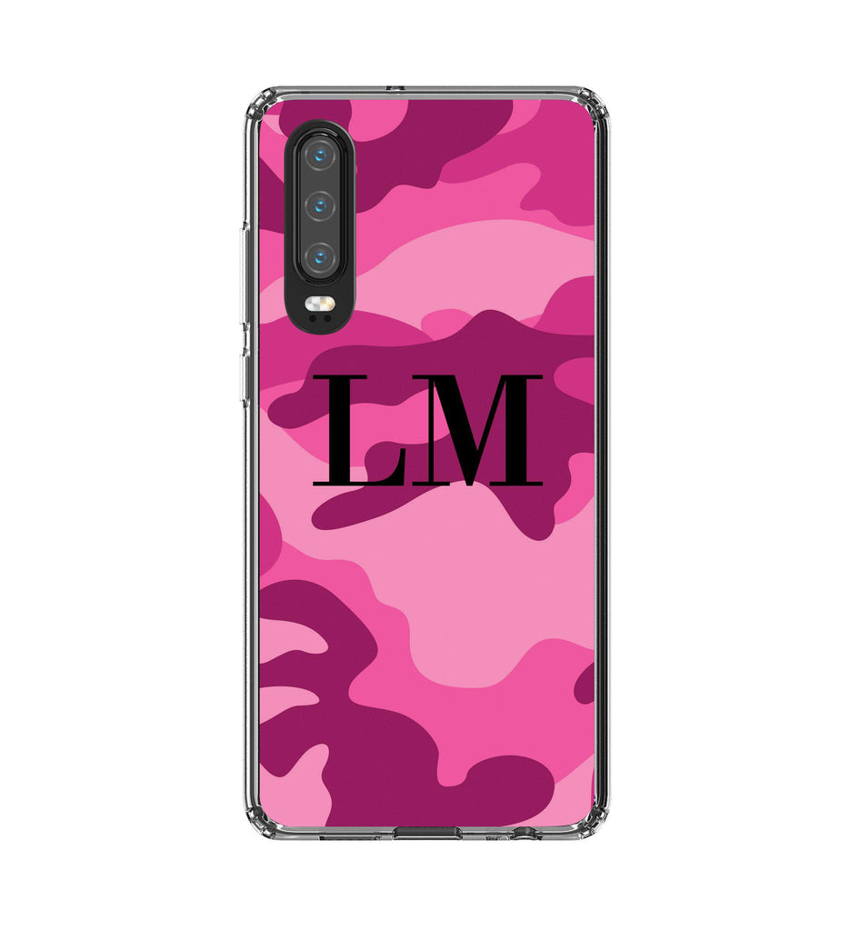 Personalised Hot Pink Camouflage Initials Huawei P30 Case