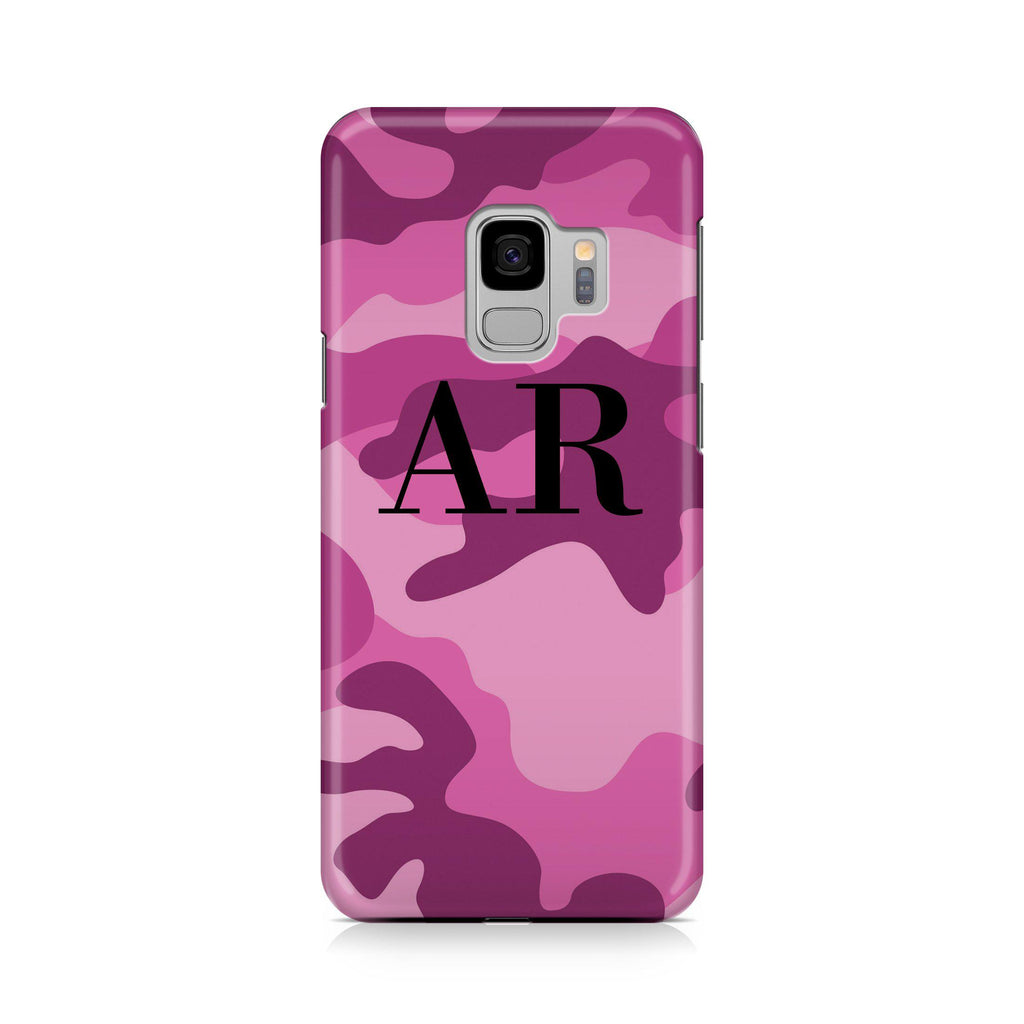 Personalised Hot Pink Camouflage Initials Samsung Galaxy S9 Case