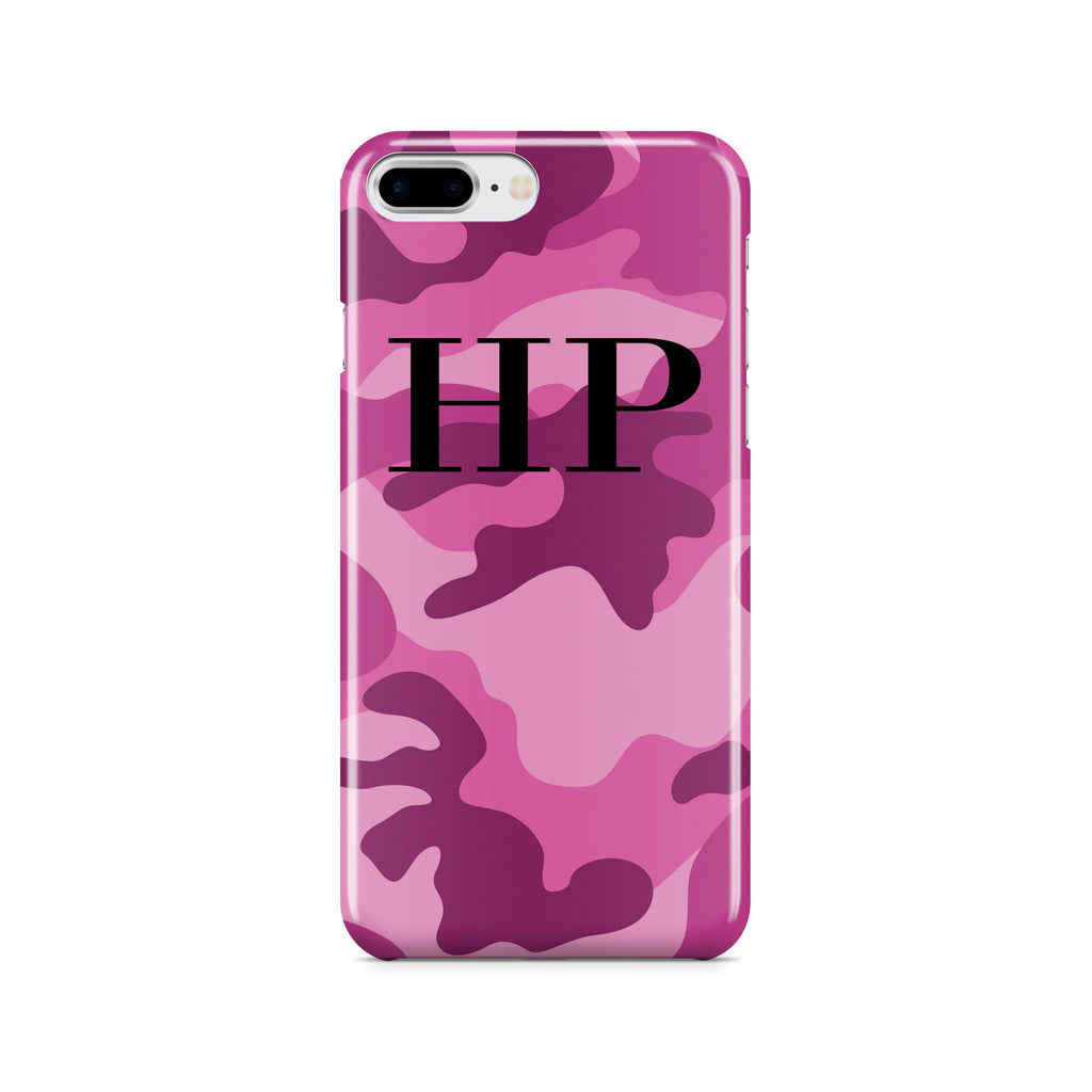 Personalised Hot Pink Camouflage initials iPhone 7 Plus Case