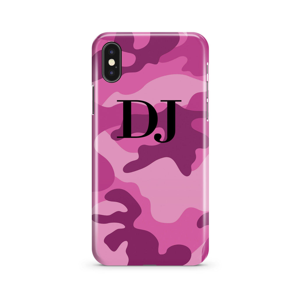 Personalised Hot Pink Camouflage Initials iPhone XS Max Case