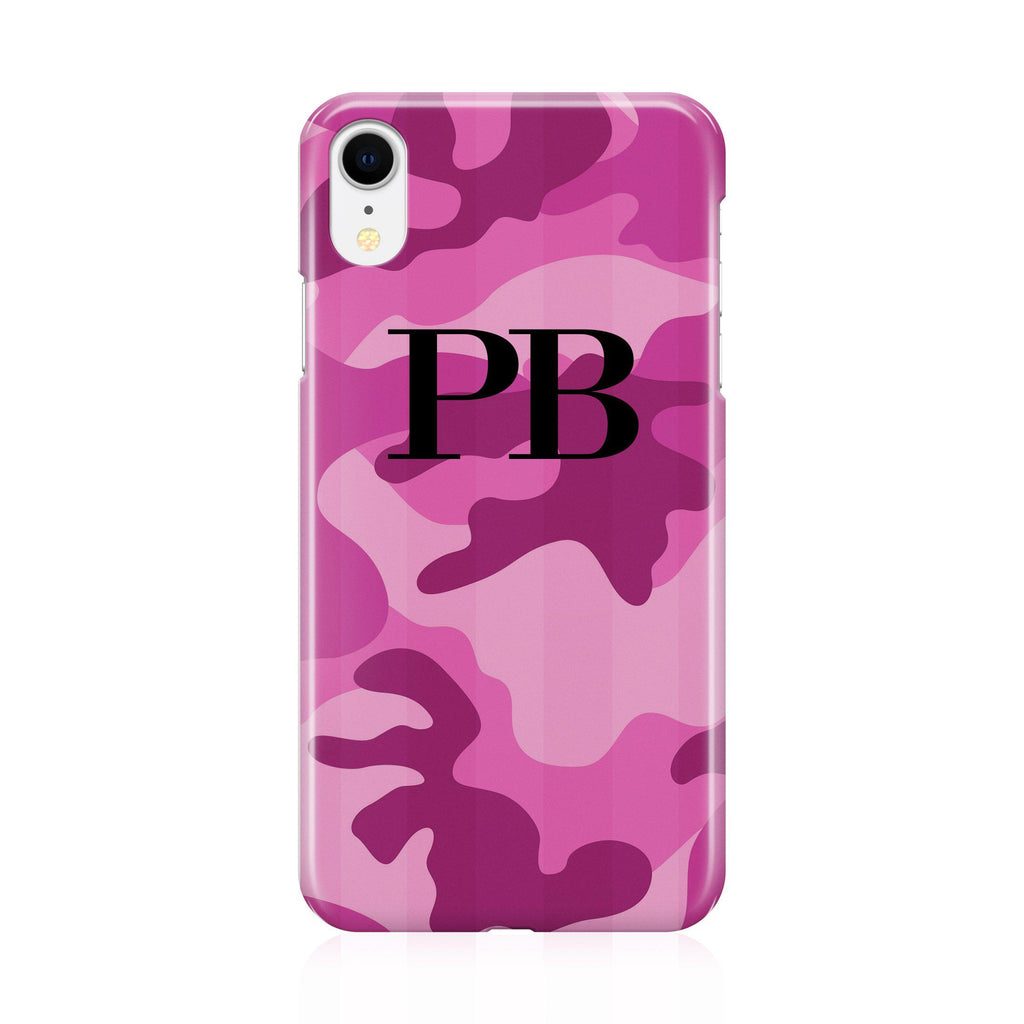 Personalised Hot Pink Camouflage Initials iPhone XR Case