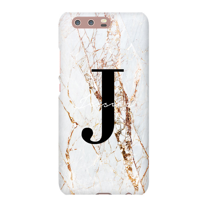 Personalised Cracked Marble Name Initials Huawei P10 Case