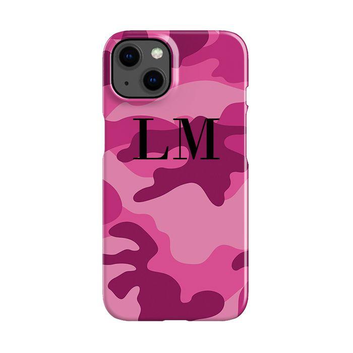 Personalised Hot Pink Camouflage Initials iPhone 15 Plus Case