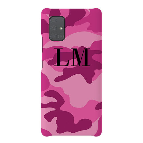 Personalised Hot Pink Camouflage Initials Samsung Galaxy A71 Case