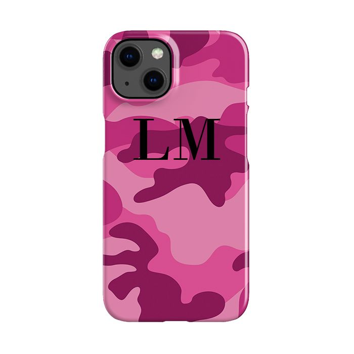 Personalised Hot Pink Camouflage Initials iPhone 13 Mini Case