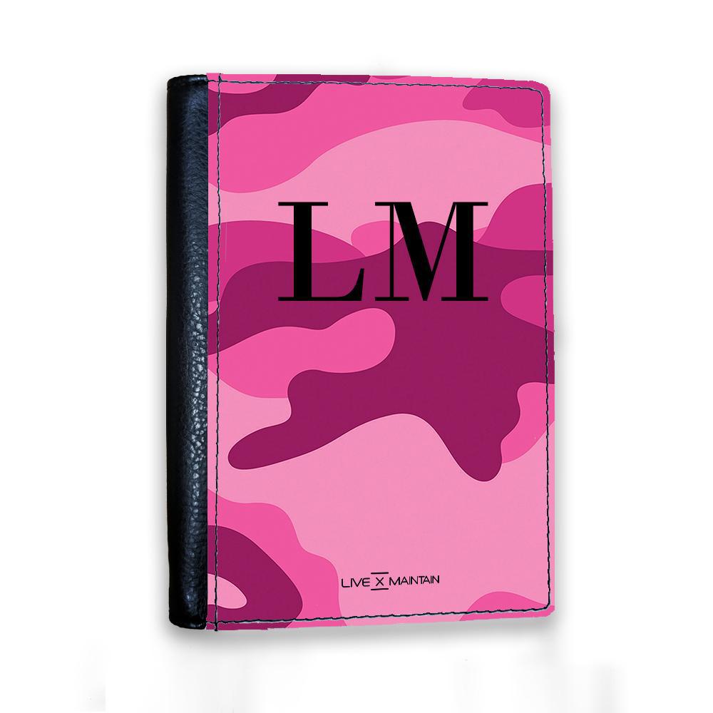 Personalised Hot Pink Camouflage Initials Passport Cover