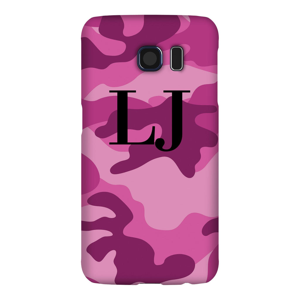 Personalised Hot Pink Camouflage Initials Samsung Galaxy S6 Edge Case
