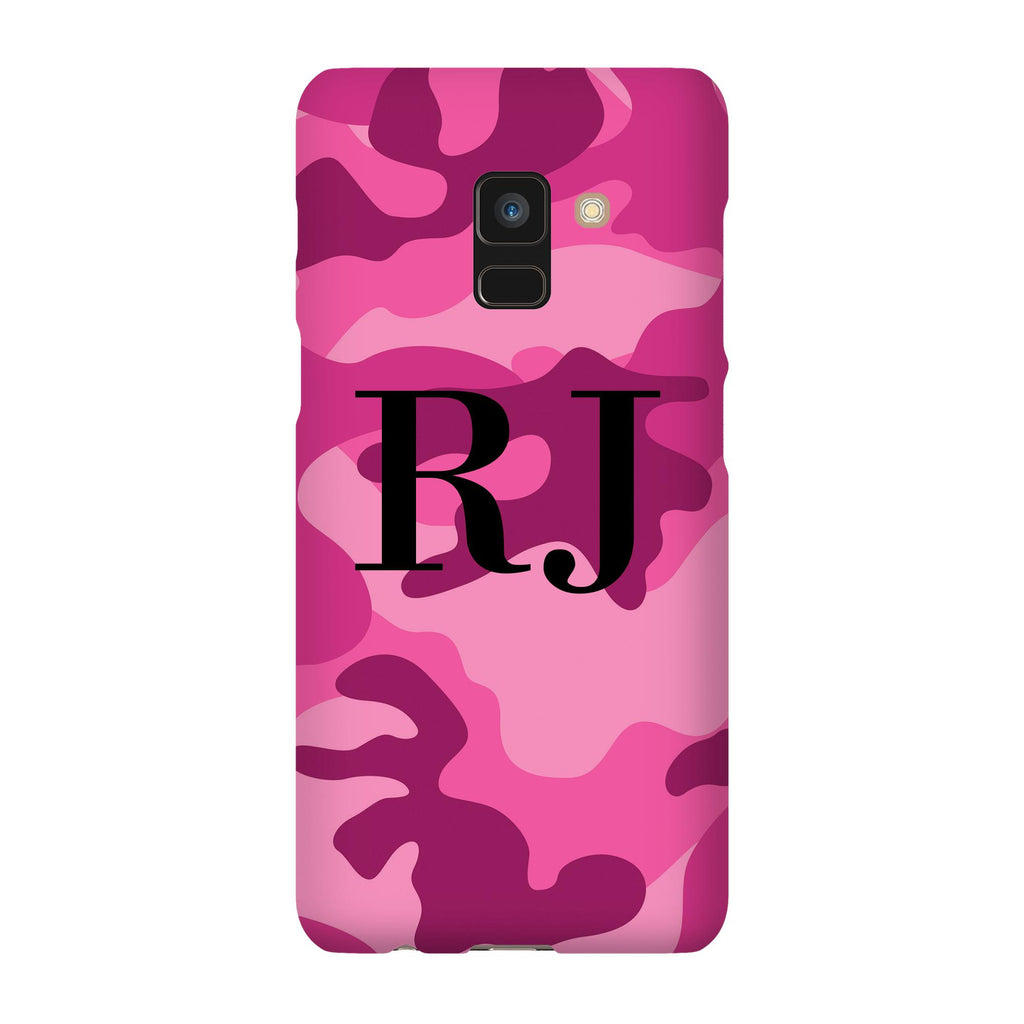 Personalised Hot Pink Camouflage Initials Samsung Galaxy A8 Case