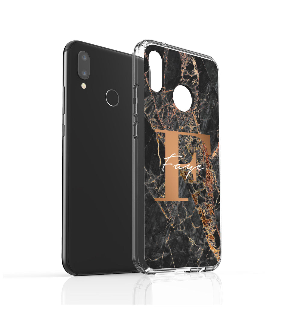Personalised Slate Marble Bronze Initial Huawei P20 Lite Case