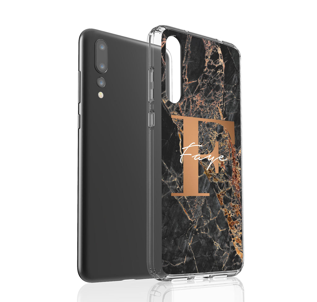 Personalised Slate Marble Bronze Initial Huawei P20 Pro Case
