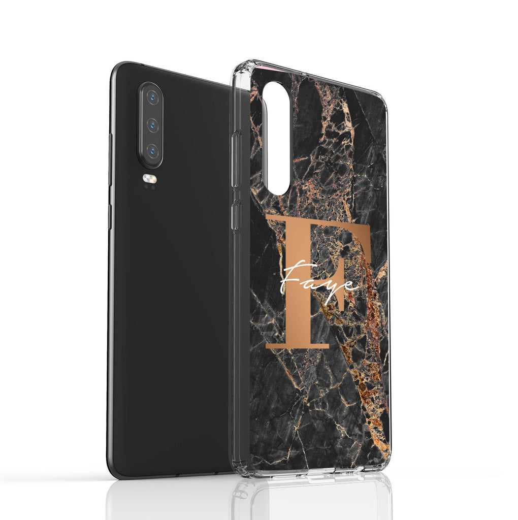 Personalised Slate Marble Bronze Initial Huawei P30 Case