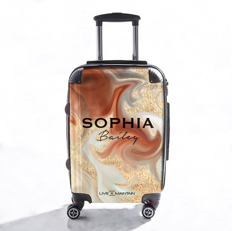 Personalised Liquid Luxury Marble Name Suitcase