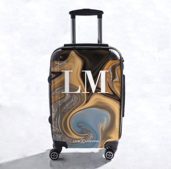 Personalised Gold Luxury Marble Initials Suitcase