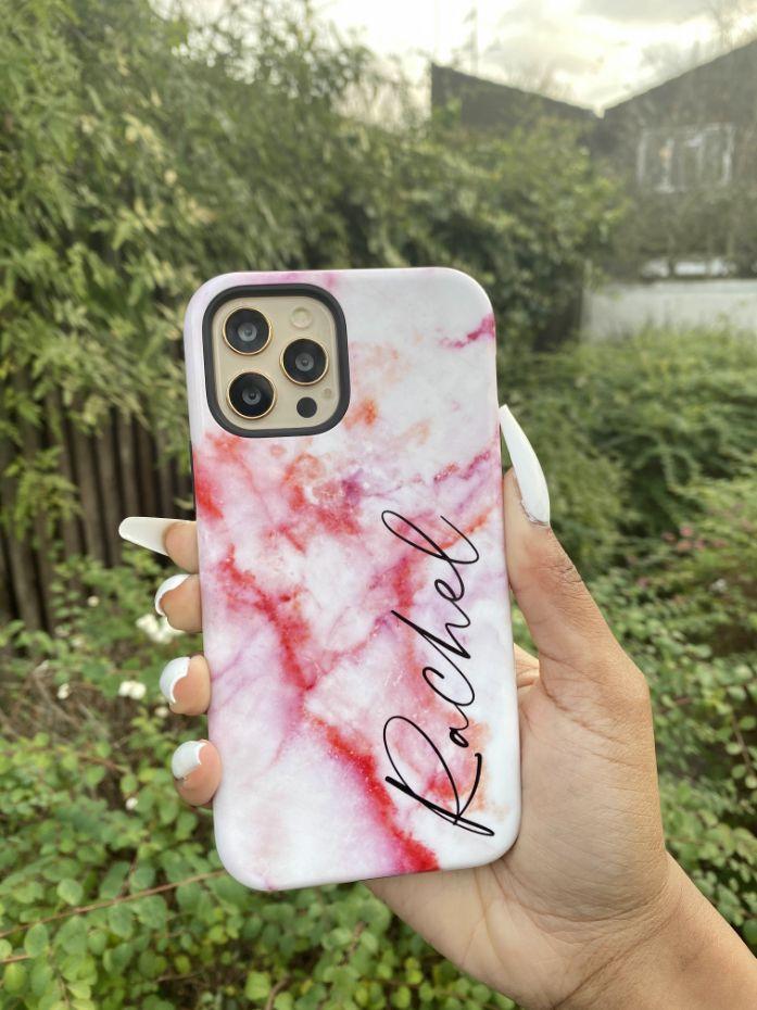 Personalised Pastel Marble Name iPhone 14 Plus Case