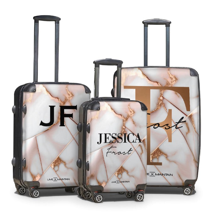 Personalised Chrome Marble Initials Suitcase