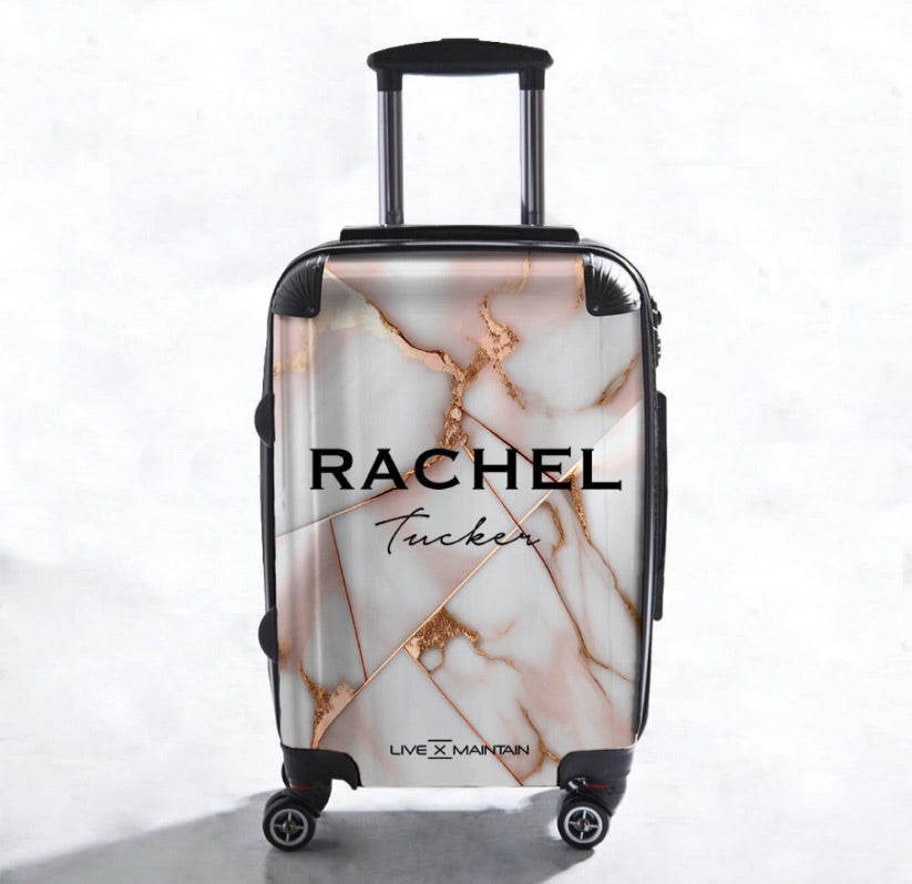 Personalised Chrome Marble Initials Suitcase