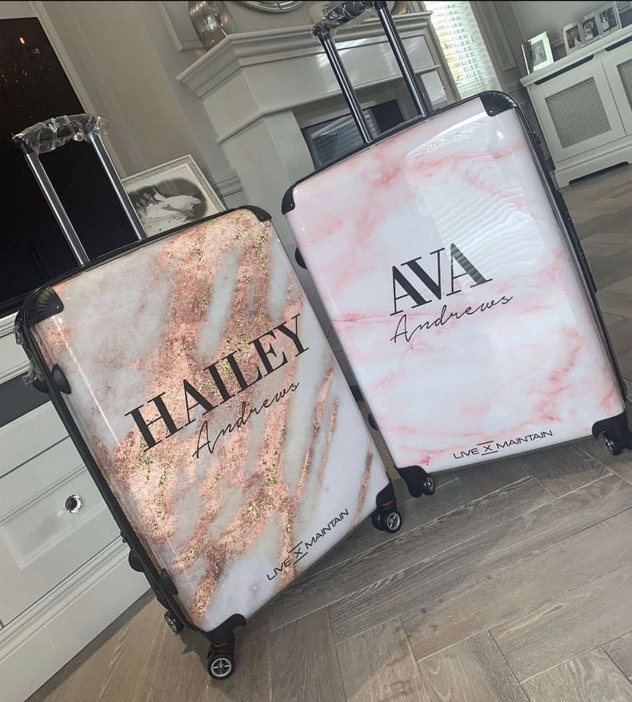 Personalised Cotton Candy Marble Name Suitcase