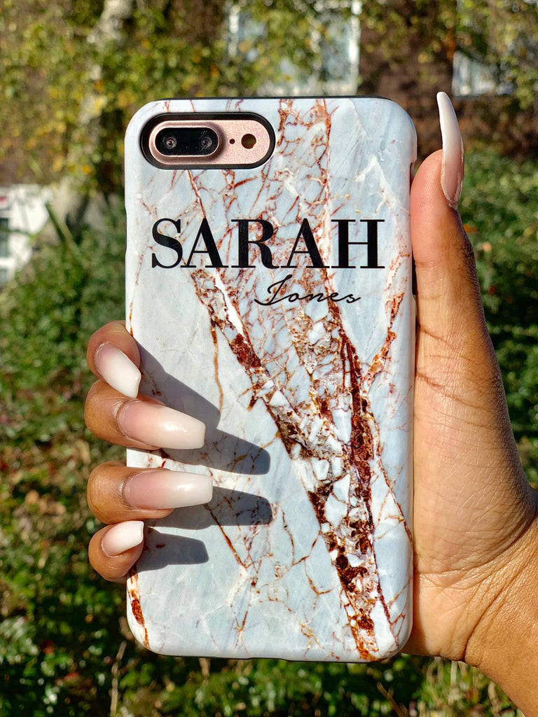 Personalised Cracked Marble Name iPhone 7 Case