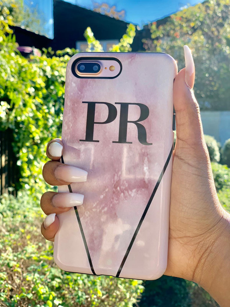 Personalised Pink x Rosa Marble Contrast iPhone X Case