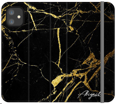 Personalised Black x Gold Marble Initials iPhone 12 Mini Case