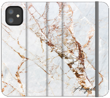 Personalised Cracked Marble Bronze Initial iPhone 11 Case