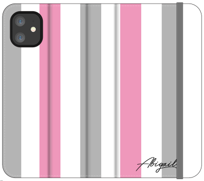 Personalised Pink x Grey Stripe iPhone 11 Case