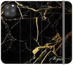 Personalised Black x Gold Marble Initials iPhone 11 Pro Max Case
