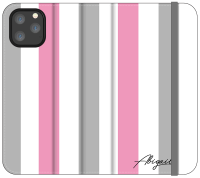 Personalised Pink x Grey Stripe  iPhone 11 Pro Case