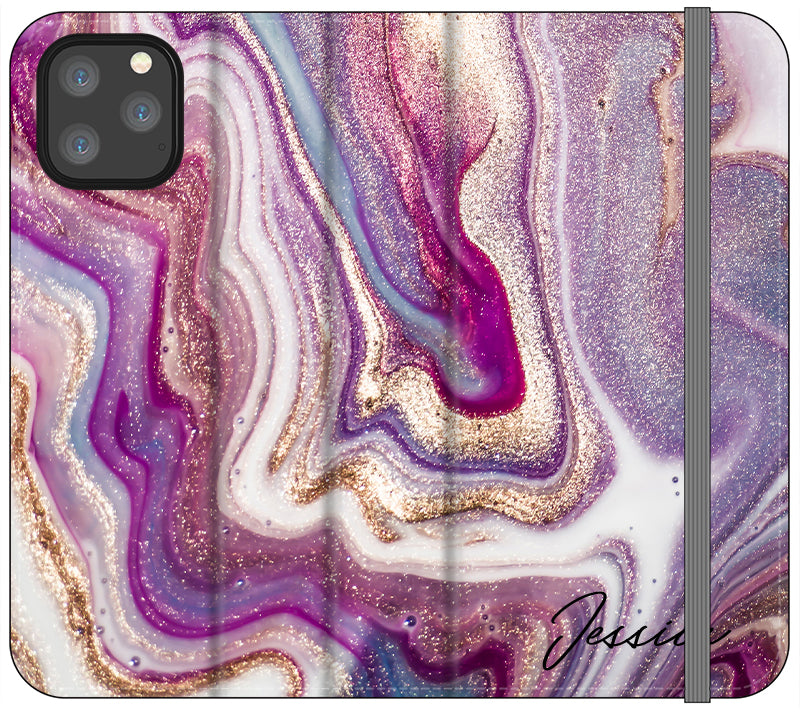 Personalised Violet Marble Initials iPhone 12 Pro Case