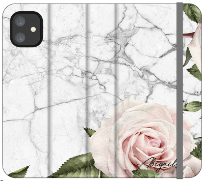 Personalised White Floral Marble Initials iPhone 11 Case