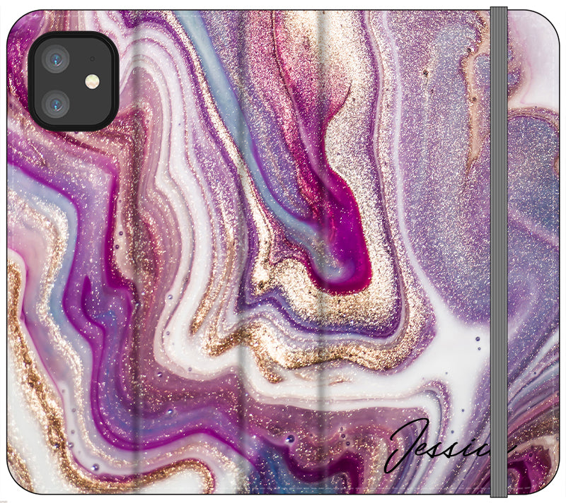 Personalised Violet Marble Initials iPhone 12 Mini Case