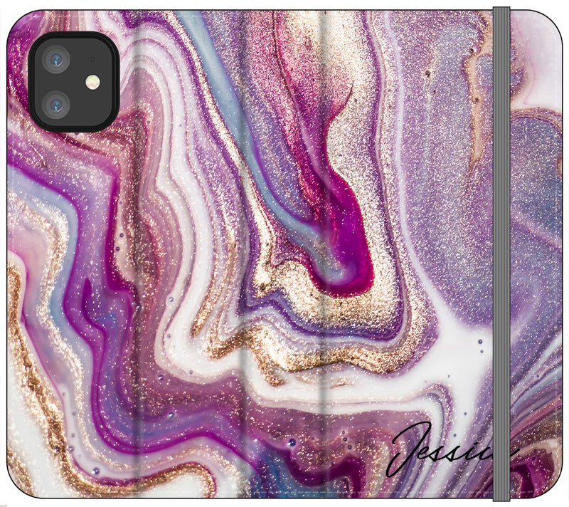 Personalised Violet Marble Initials iPhone 11 Case