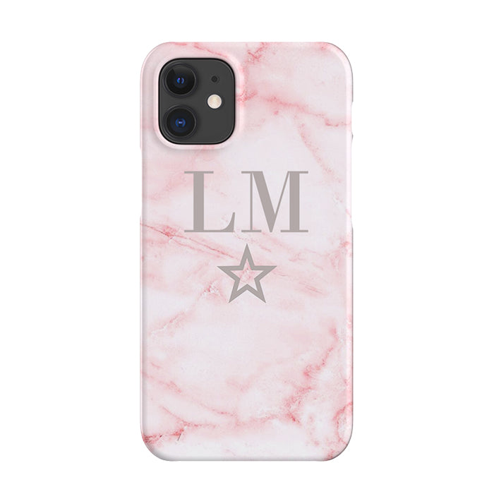 Personalised Cotton Candy Star Marble Initials iPhone 12 Mini Case