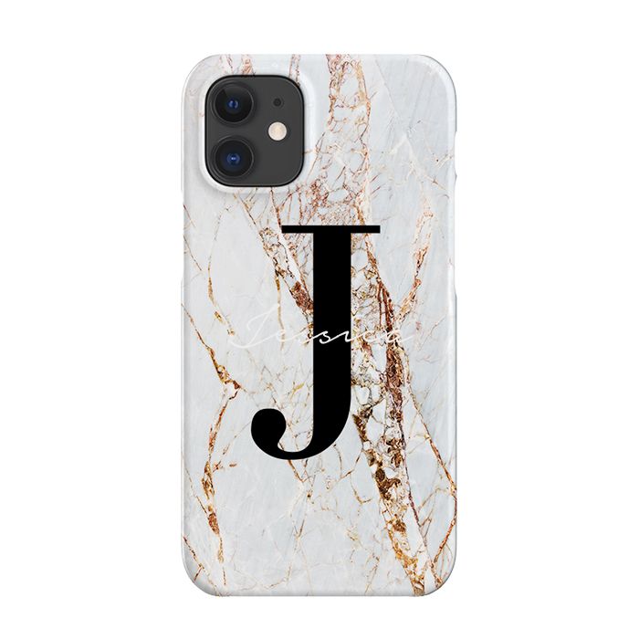 Personalised Cracked Marble Name Initials iPhone 12 Case