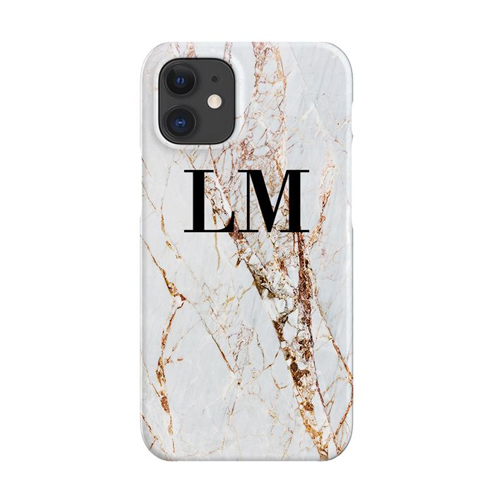 Personalised Cracked Marble Initials iPhone 12 Case