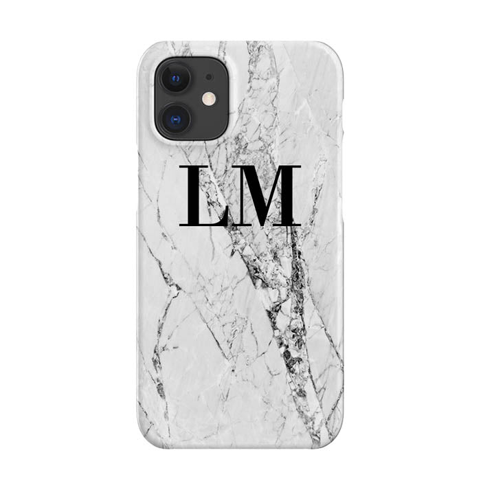 Personalised Cracked White Marble Initials iPhone 12 Mini Case