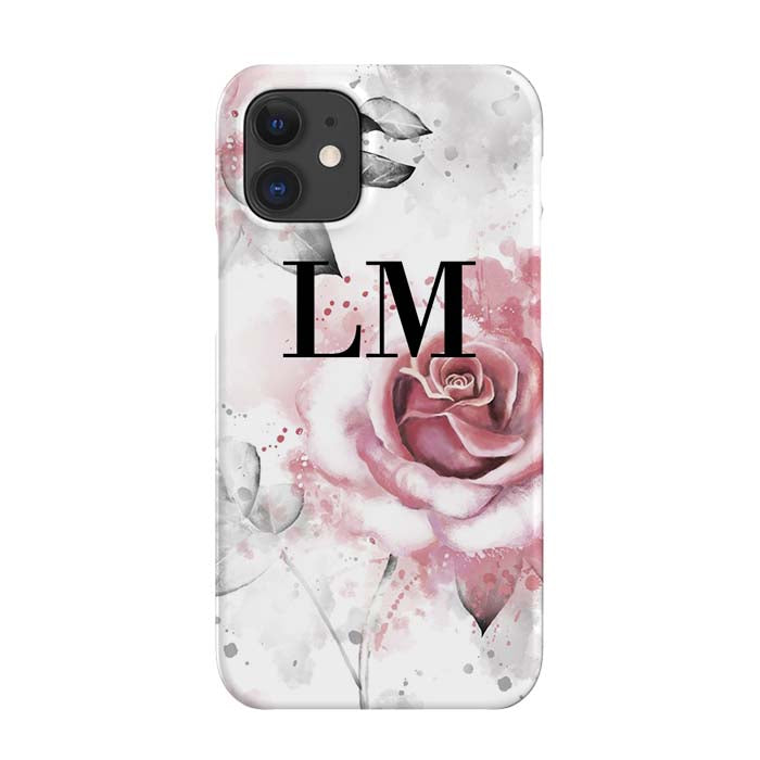 Personalised Floral Rose Initials iPhone 12 Case