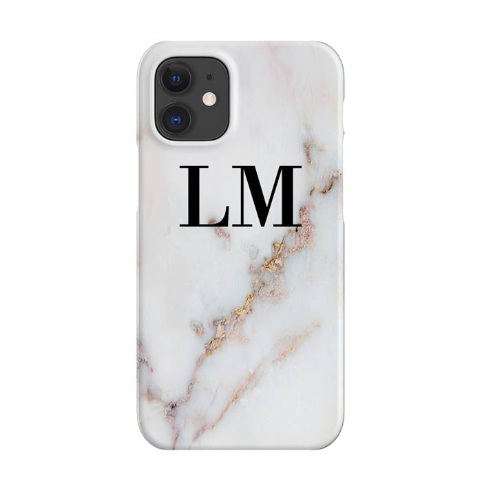 Personalised Gold Stained Marble Initials iPhone 12 Mini Case