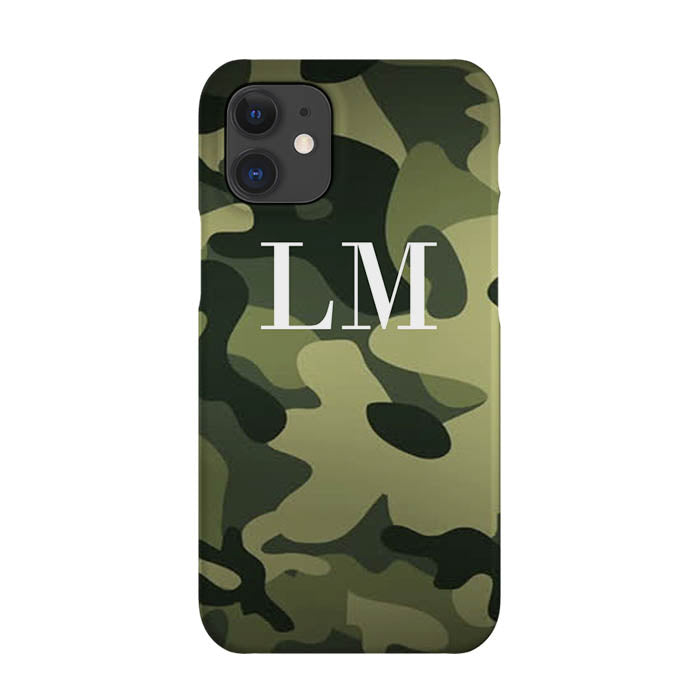 Personalised Green Camouflage Initials iPhone 12 Case