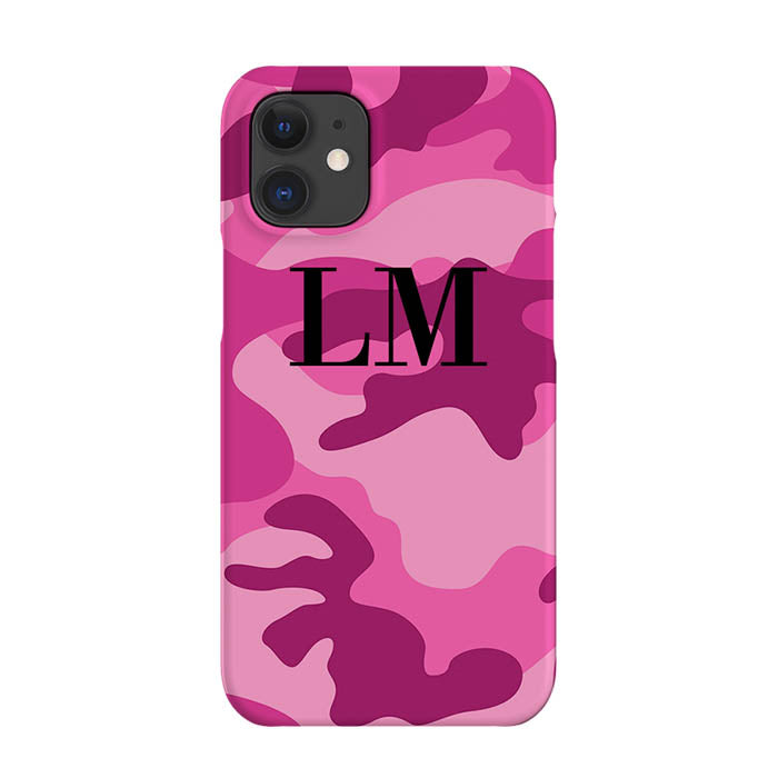 Personalised Hot Pink Camouflage Initials iPhone 12 Mini Case