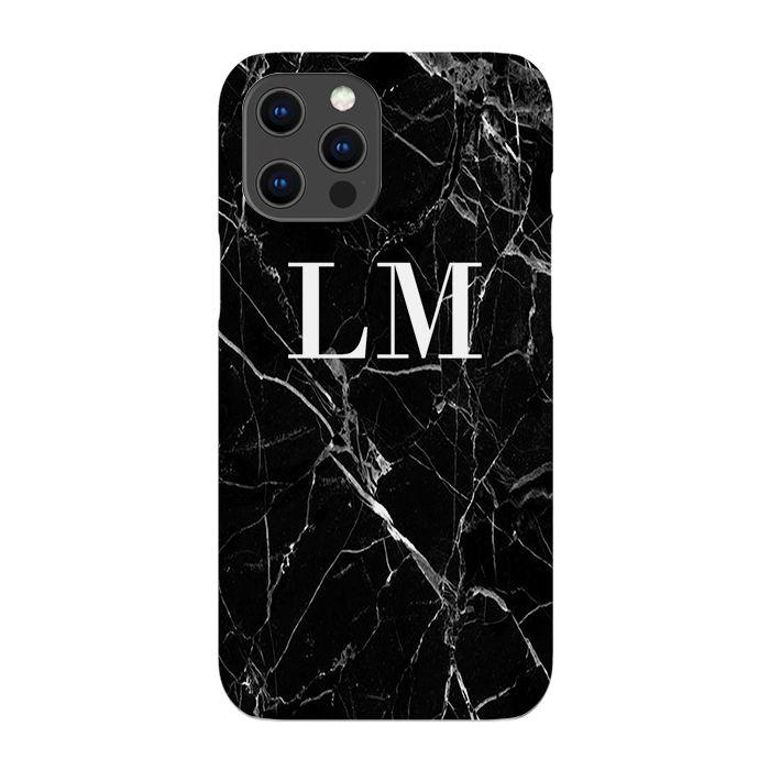 Personalised Black Marble Initials Phone Case