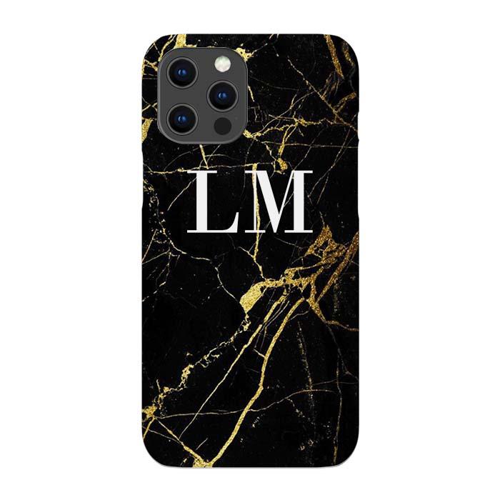 Personalised Black x Gold Marble Initials Phone Case